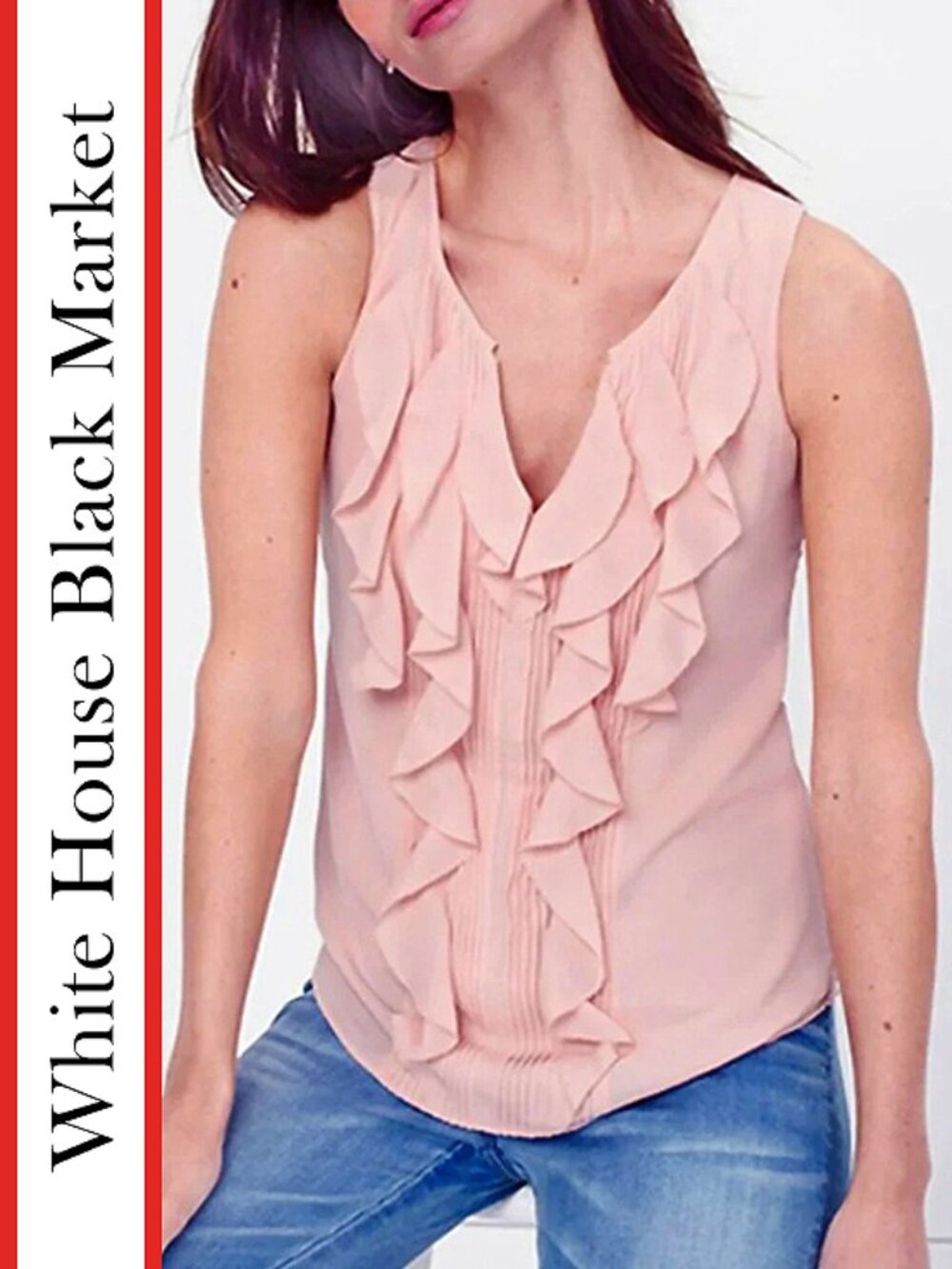 WHBM | Cascade Ruffle Front Shell Blouse Top - Picture 11 of 11